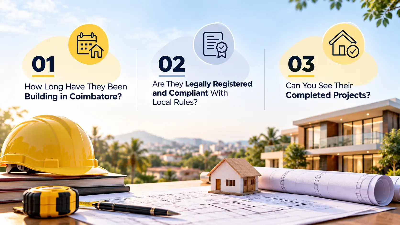 Questions to ask a house construction company in Coimbatore about experience, registration and completed projects